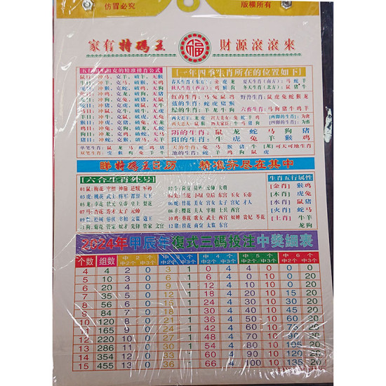 2024 Colorful Mark Six Lottery Calendar image