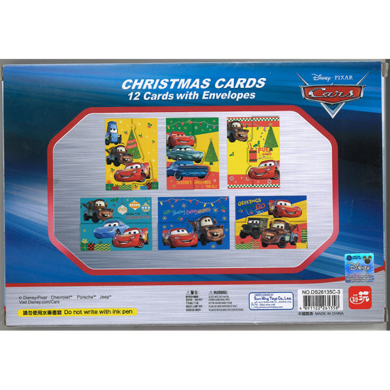 Disney's Cars Christmas Card 12 cards and envelopes cartoon christmas card image