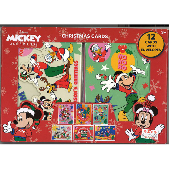 Disney Mickey Christmas Cards and Envelopes 12pcs image