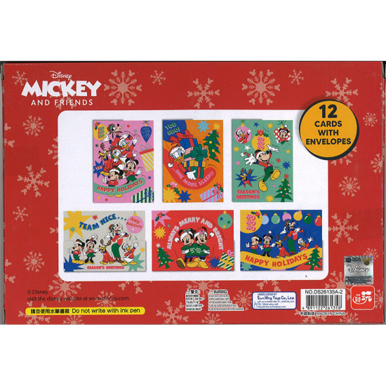 Disney Mickey Christmas Cards and Envelopes 12pcs image