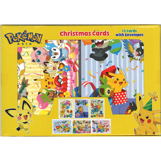 Pokemon 6 style Christmas Card with envelopes cartoon christmas card image