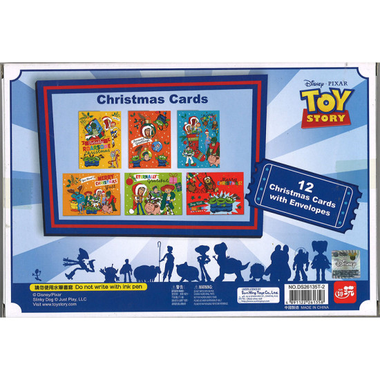 Disney toy story Christmas Card 12 with envelopes cartoon christmas card image