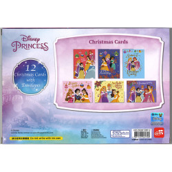 Disney Princess 12 Christmas Cards with Envelopes