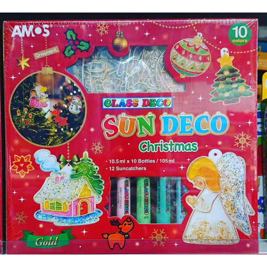 AMOS GLASS DECO聖誕版玻璃彩繪盒裝10色 跟12件牌 AMOS韓國文具供應 image