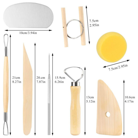 Wooden Pottery Sculpting Clay Cleaning Tool Set (8pcs) Children's Art Tools image