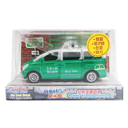 Green Jumbo Taxi Pull Back Toy Car HONG KONG