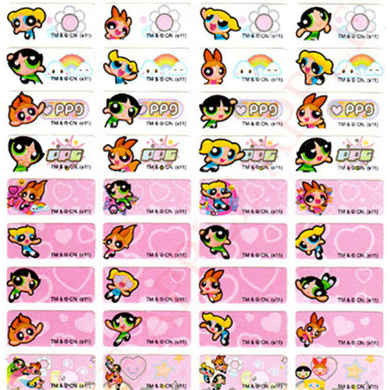 Power puff Girl waterproof name stickers (132 pcs) European and American series image