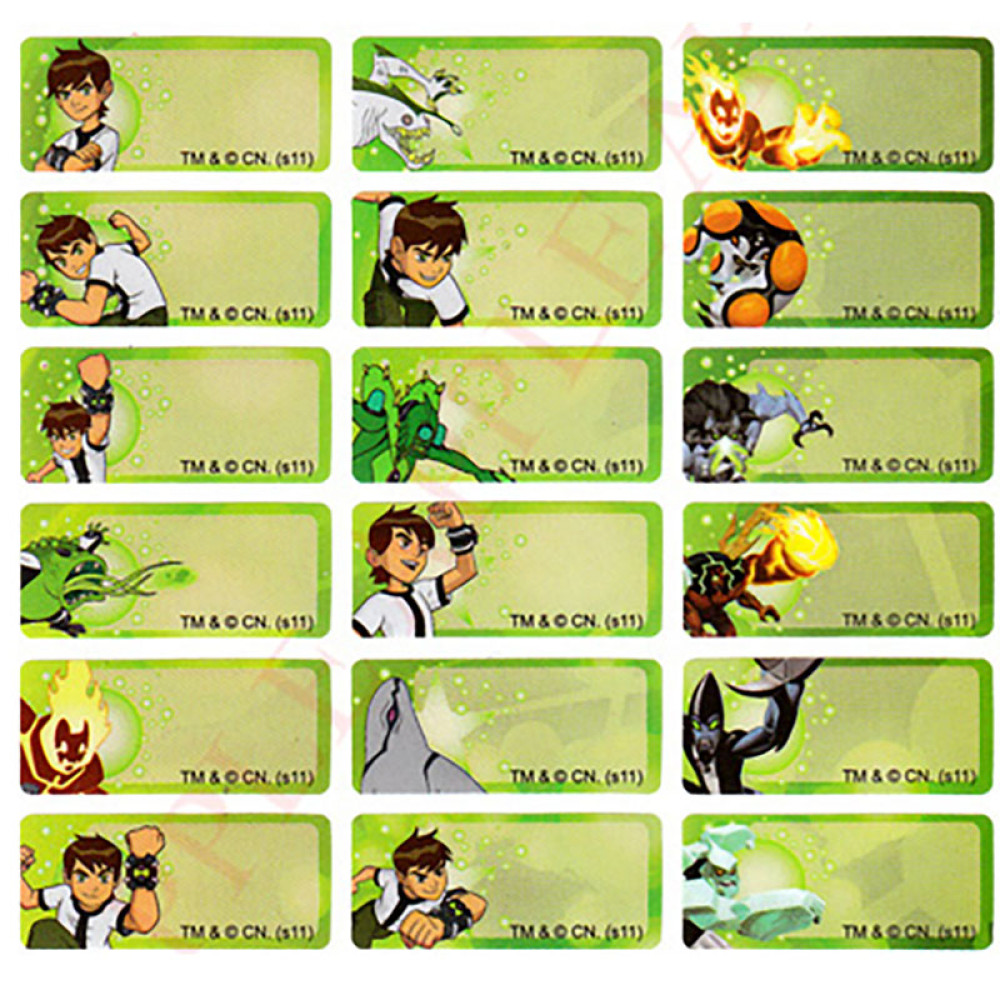 Waterproof name Label Sticker Ben 10 (Large)