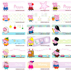 Peppa Pig name stickers waterproof (large) 72 small sheets for kids