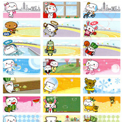 Mantou Family Colorful Mini Name Stickers (Large)