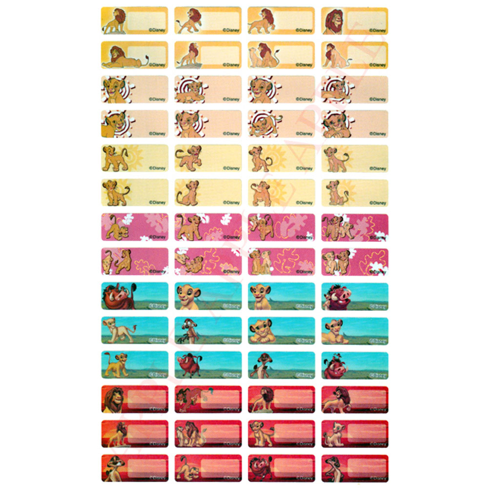 The Lion King cartoon name stickers (132 sheets)