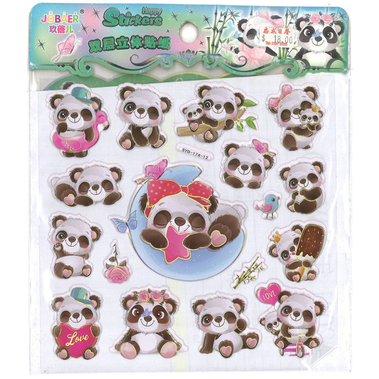 Double layer 3D panda bubble sticker, mobile phone sticker with giant panda cartoon pattern sticker Animal stickers image