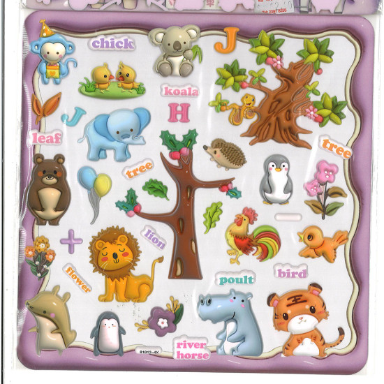 看圖學單詞貼紙 野生動物世界 動物貼紙, 看圖學英文貼紙 image