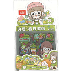 手賬素材創意卡通貼紙包 貝塔清春日來信 20入