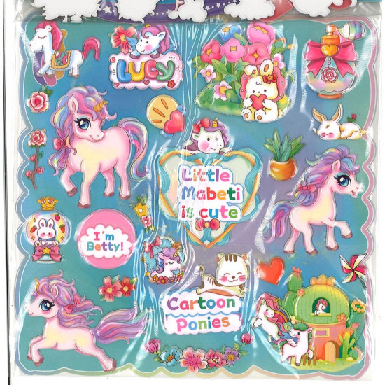 動漫大雙層貼紙-獨角獸 Ponies 泡泡貼紙, 啟蒙課堂貼紙 image
