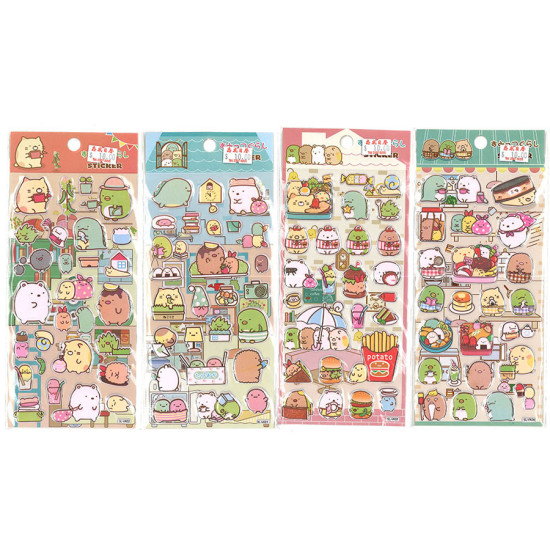 Sumikko gurashi sticker Japanese restaurant sushi dessert theme worldwide Food Stickers, 3D puffy sticker , Sumikko gurashi sticker image