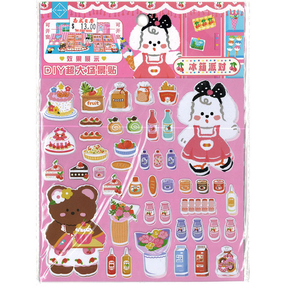 DIY 3D scene stickers (refrigerator party, restaurant dessertsut)