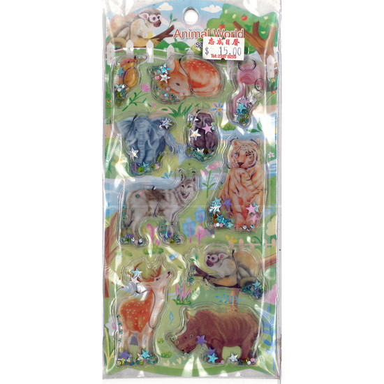 3D water shake sticker zoo theme 3D oil-filled crystal stickers image