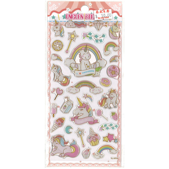 Fantasy unicorn crystal 3D kids stickers, starry sky kindergarten reward sticker Unicorn stickers image