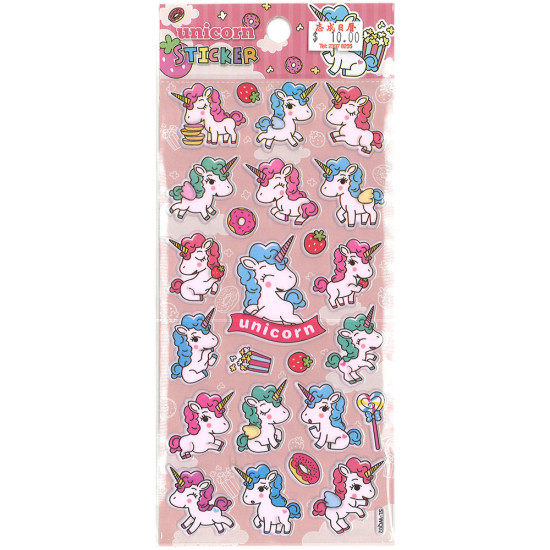 Unicorn Pony Children's 3D Cartoon Small Foam Sticker (Kindergarten Reward Sticker Gift) Unicorn stickers image