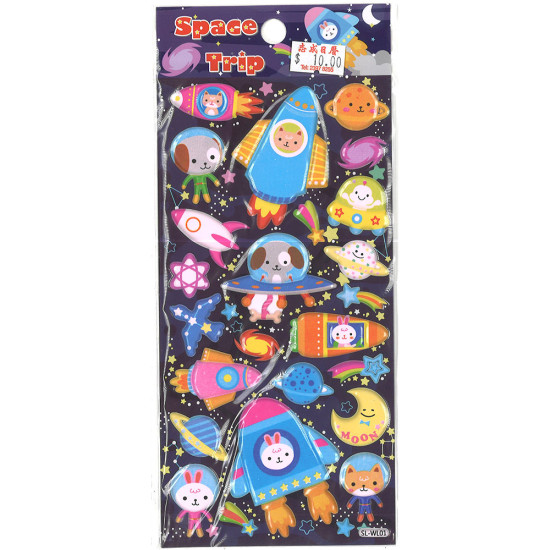 Space universe cartoon stickers Space universe rocket sticker image