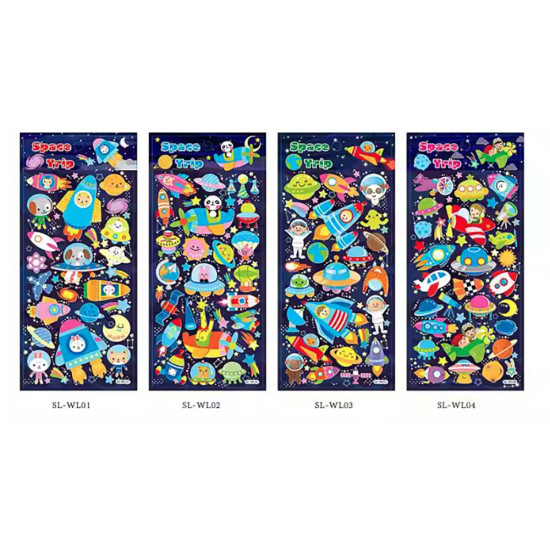 Space astronaut cartoon stickers (kindergarten reward stickers) image