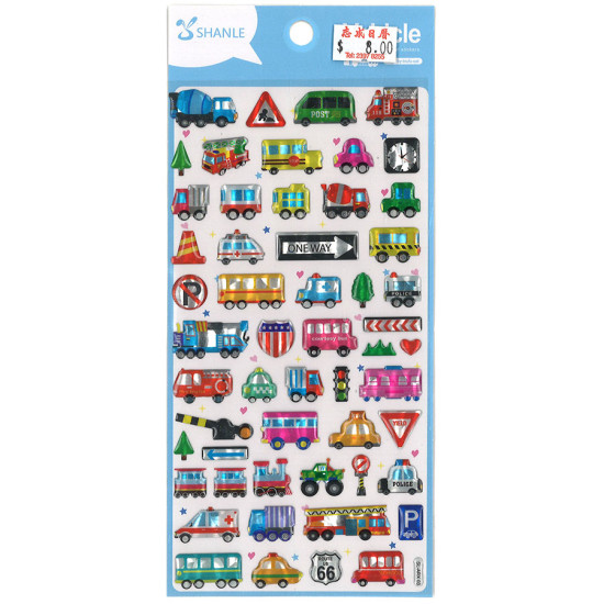幼兒園幼兒小汽車貼紙 迷你交通標誌卡通貼 交通工具貼紙, 水晶貼紙 image