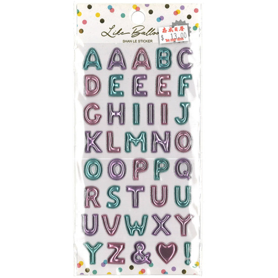 幻彩金屬感英文字母貼紙 幼兒奬勵黏性貼紙 數子和英文字母貼紙 image