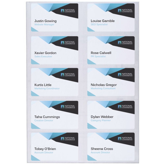 Avery® Fabric Name Badge Labels 88mm x 52mm, 10 labels per sheet, No-iron design image